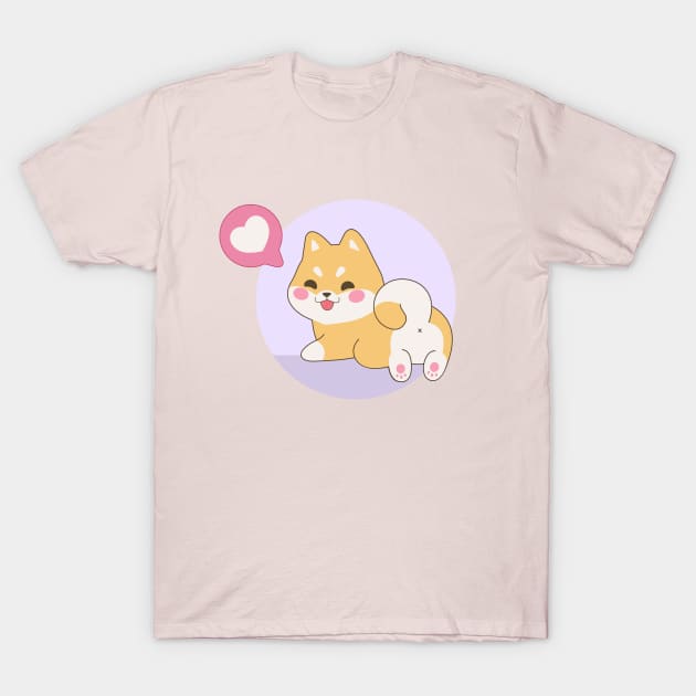 Kawaii Shiba Inu With Love T-Shirt by Purplehate